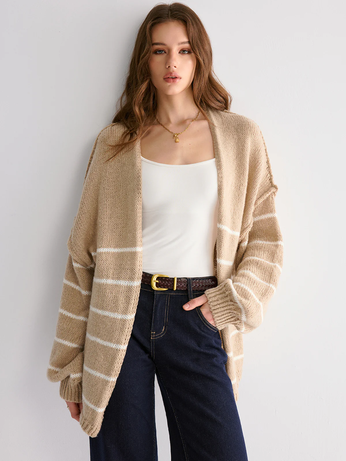 Brushed Striped Cardigan - Wholesalesil