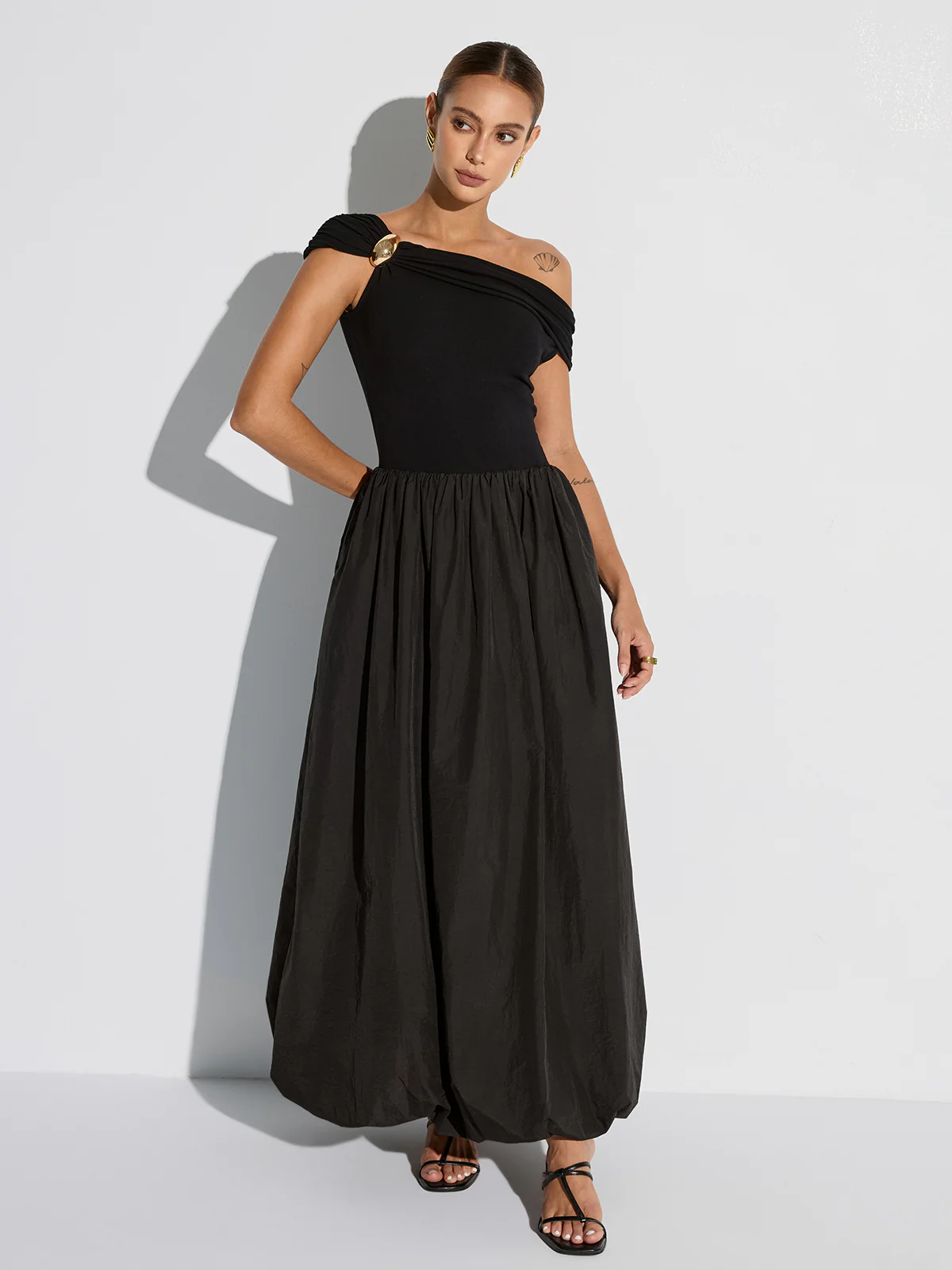 Off-Shoulder Pocket Maxi Dress - Wholesalesil