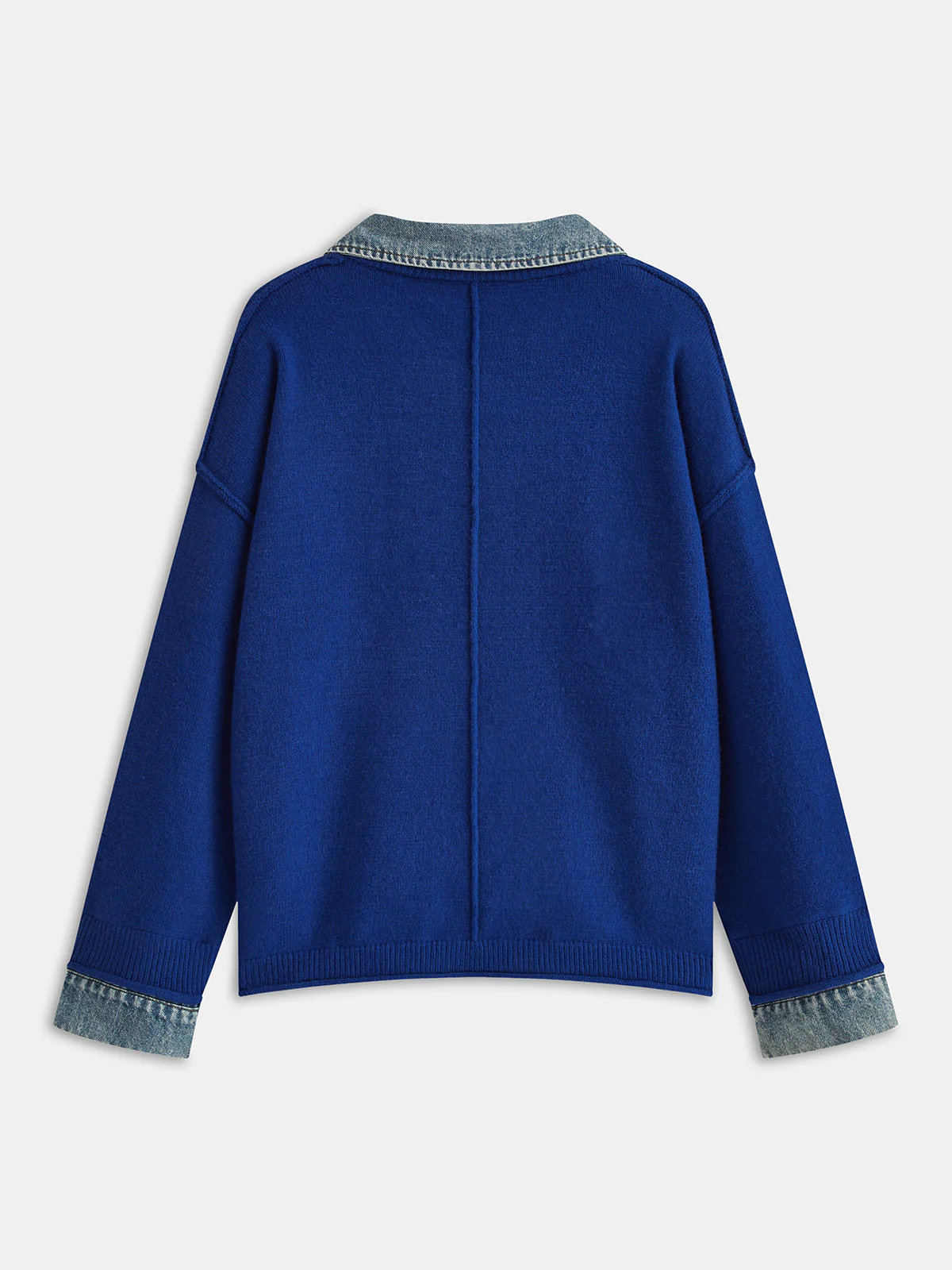 Denim Panel Knit Sweater - Wholesalesil