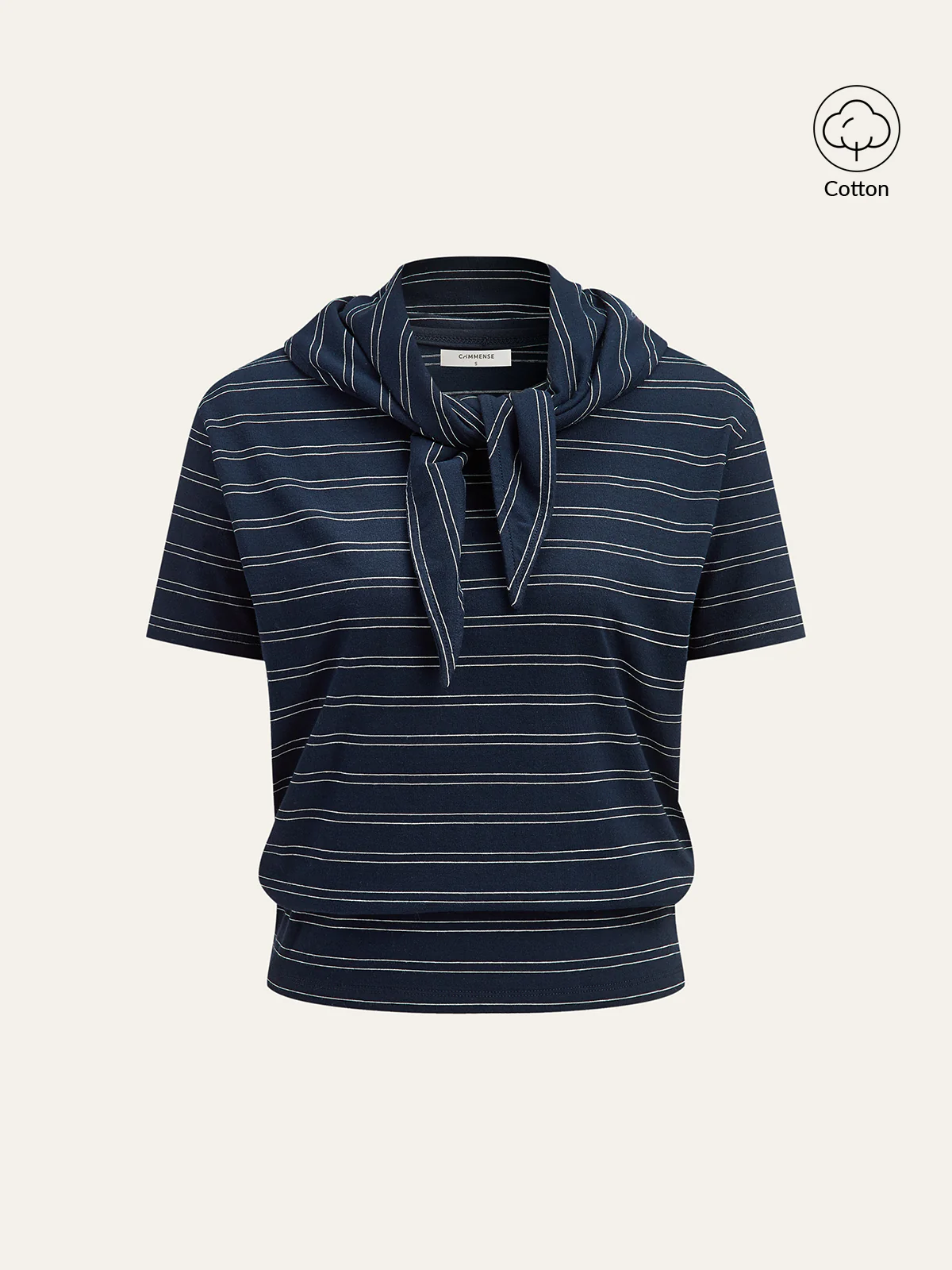 Striped Detachable Scarf Collar T-Shirt - Wholesalesil