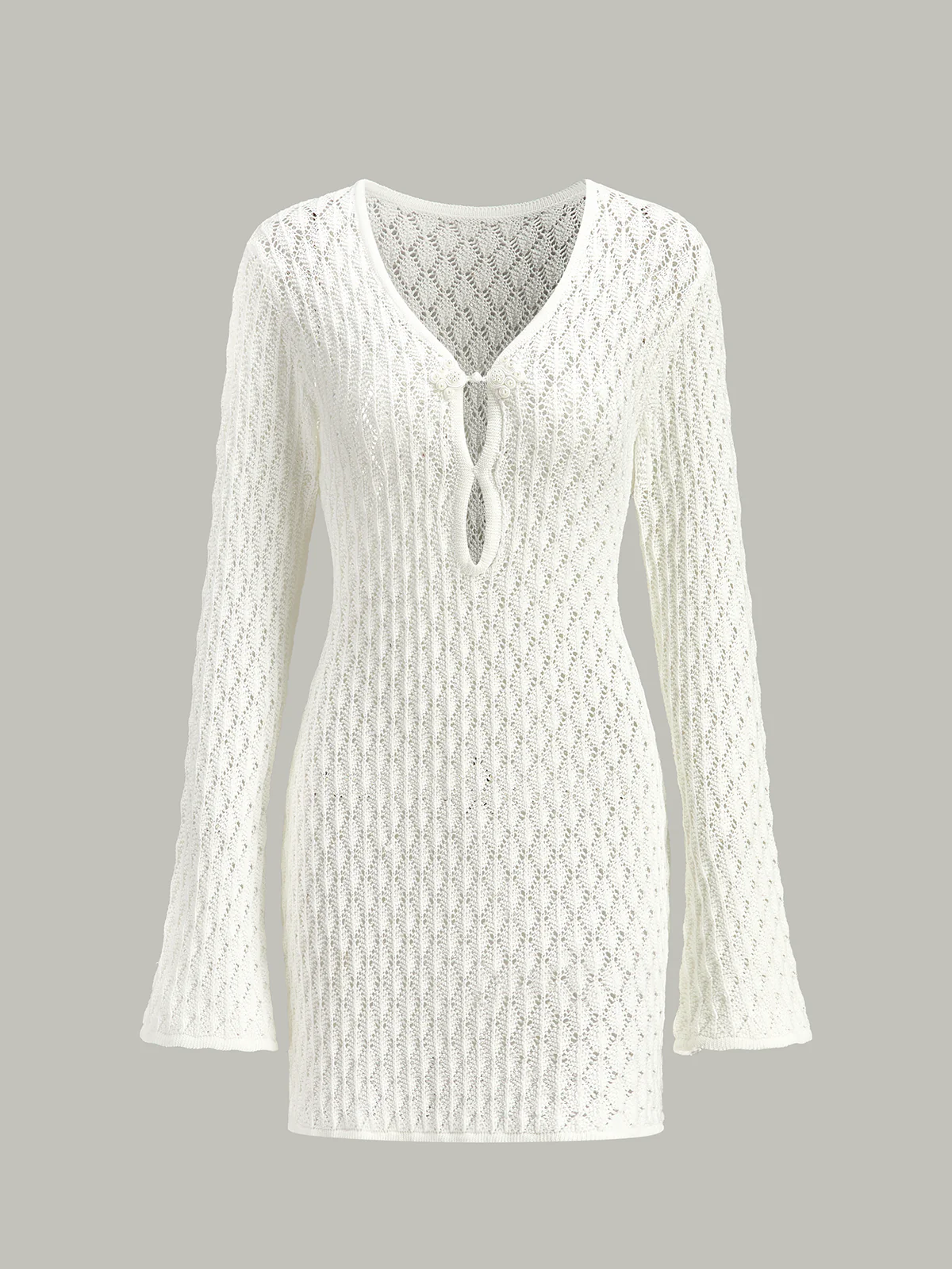 Sheer Knit Sweater Dress with Cut-Out Detail - Wholesalesil