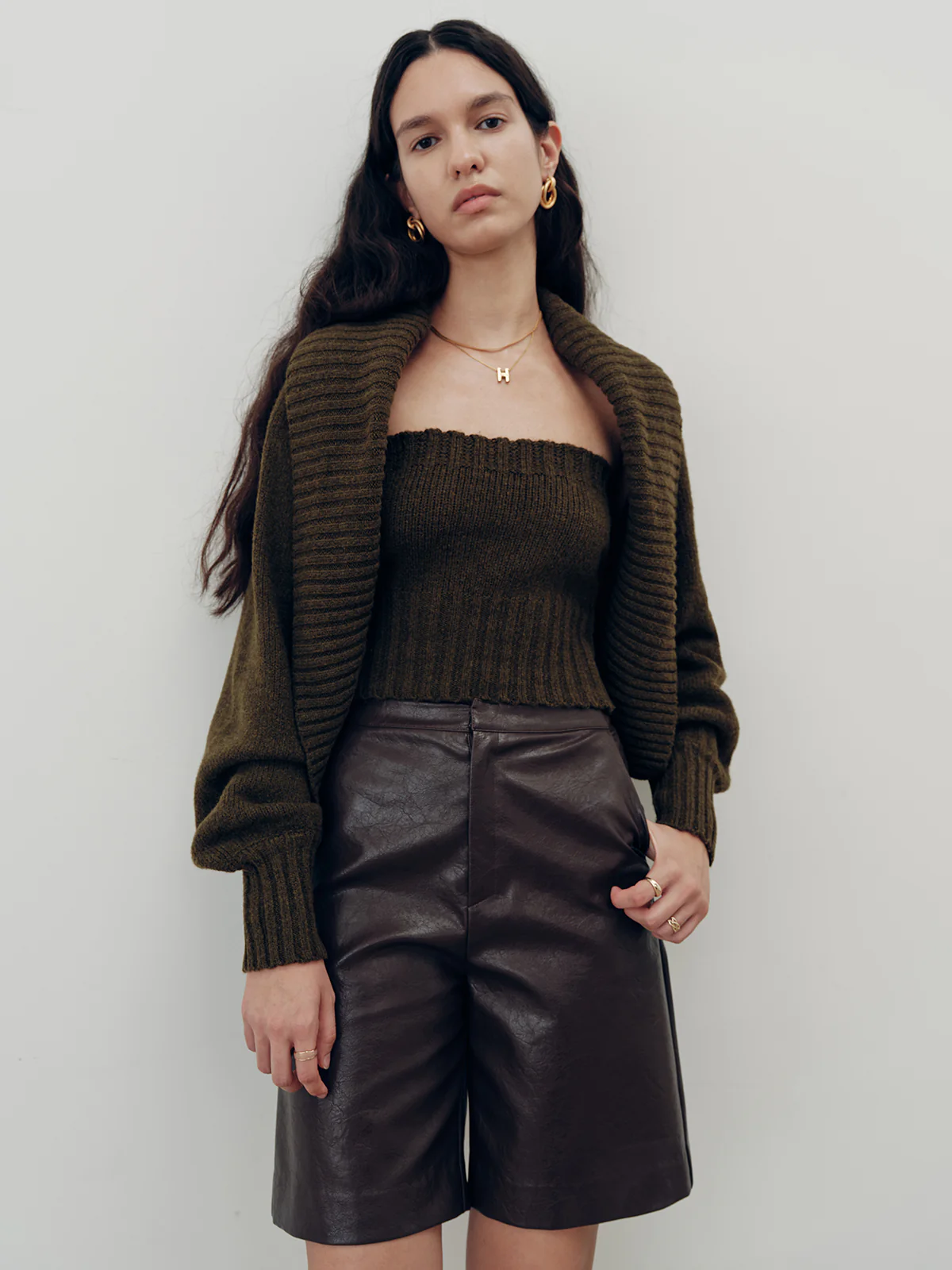 Knit Strapless Top and Cardigan Two-Piece Set - Wholesalesil