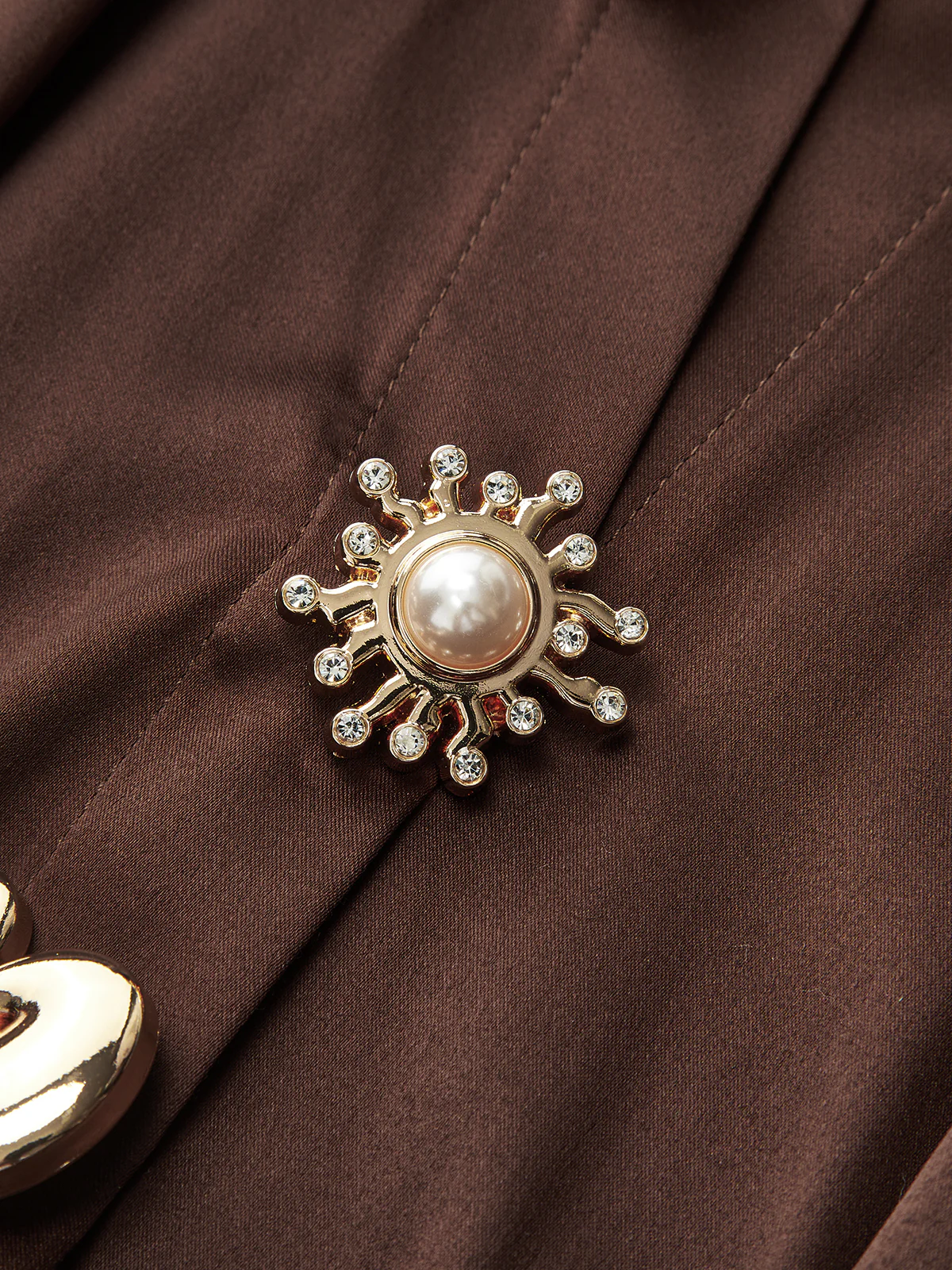 Satin Collar Metal Button Bodysuit - Wholesalesil