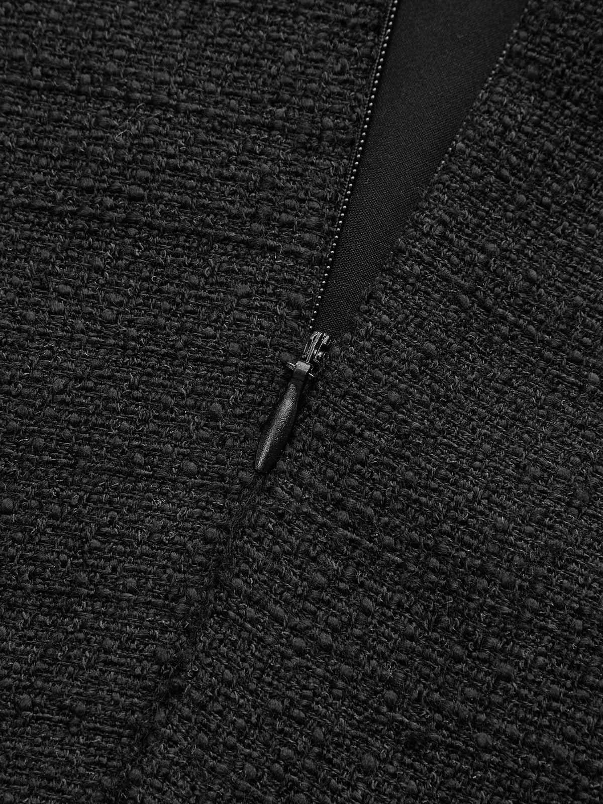 Tweed Braided Rope Collar Short Sleeve Dress - Wholesalesil