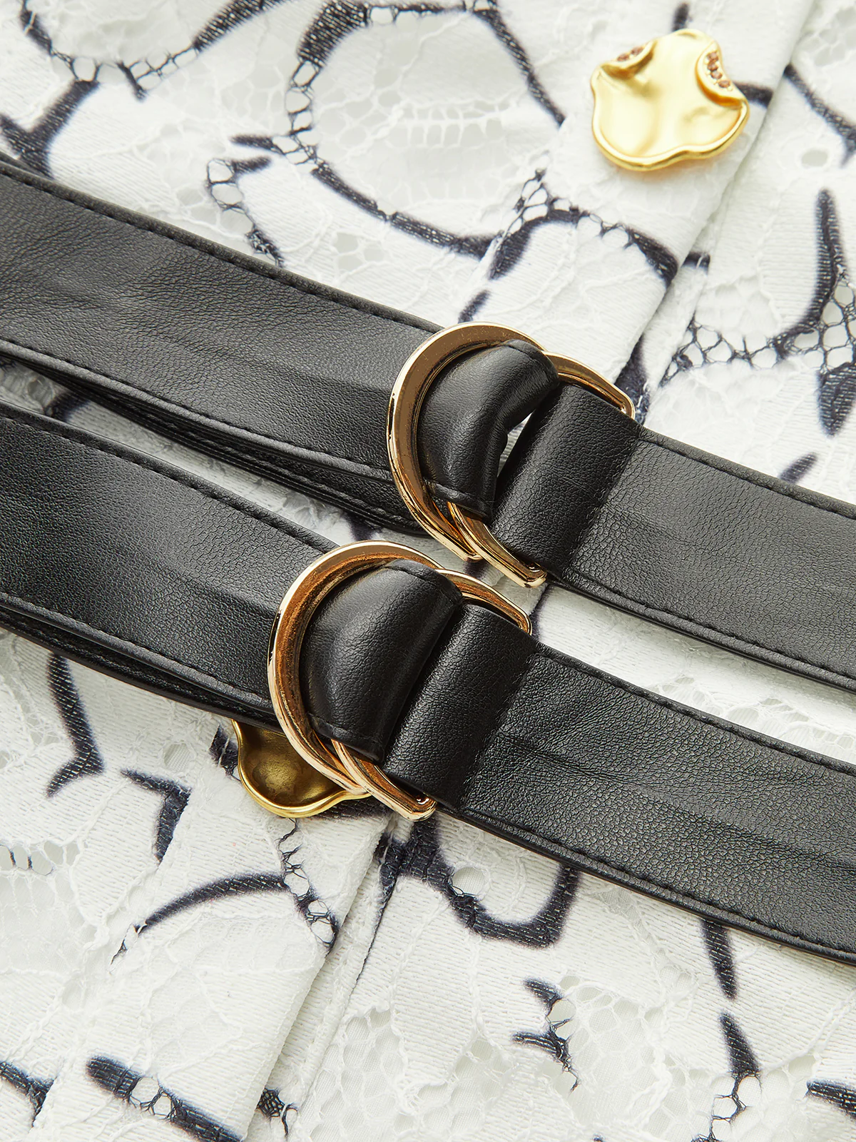 Puff Sleeve Lace Maxi Dress with Double Belt - Wholesalesil