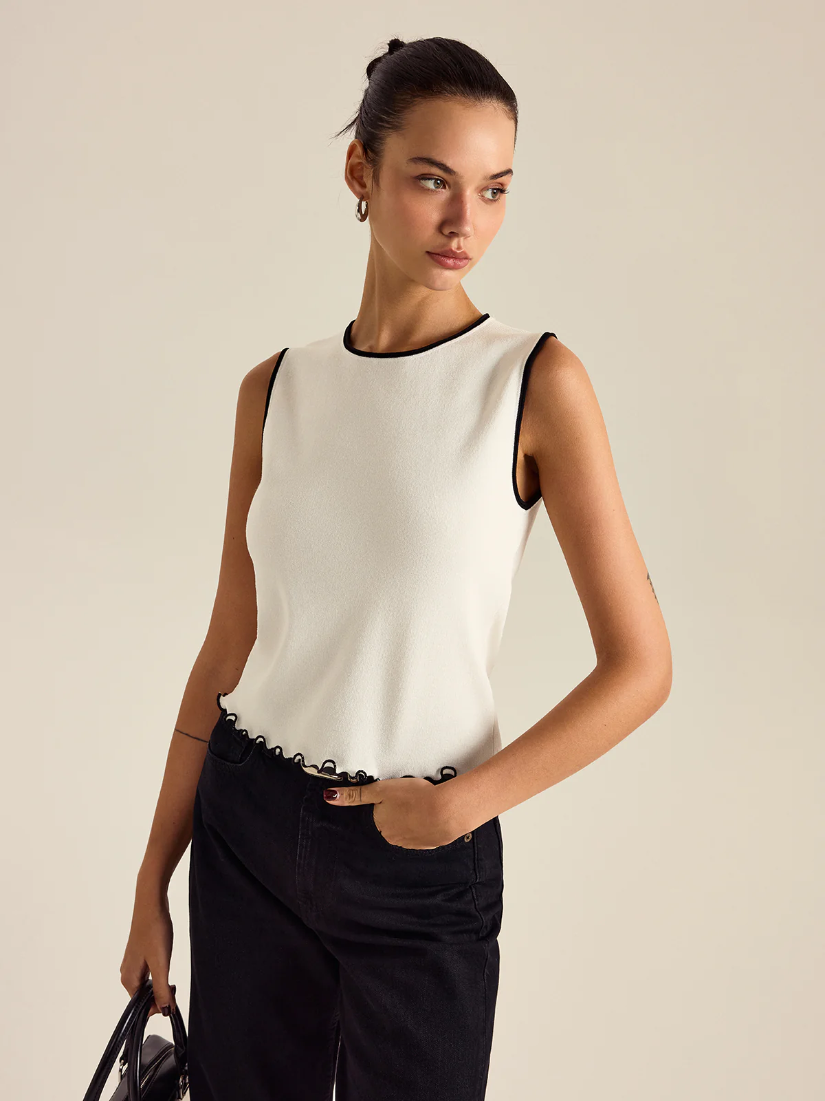Contrasting Trim Tank Top - Wholesalesil