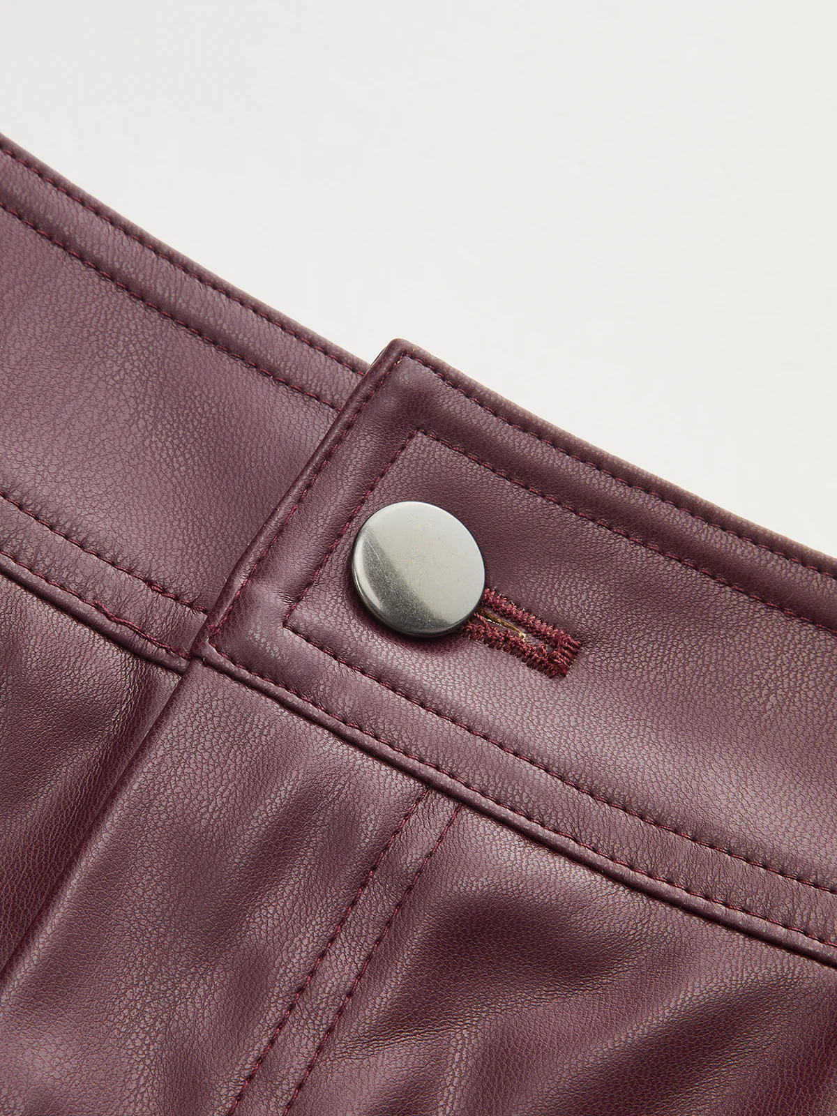 Mid-Waisted Faux Leather Curved-Leg Pants - Wholesalesil