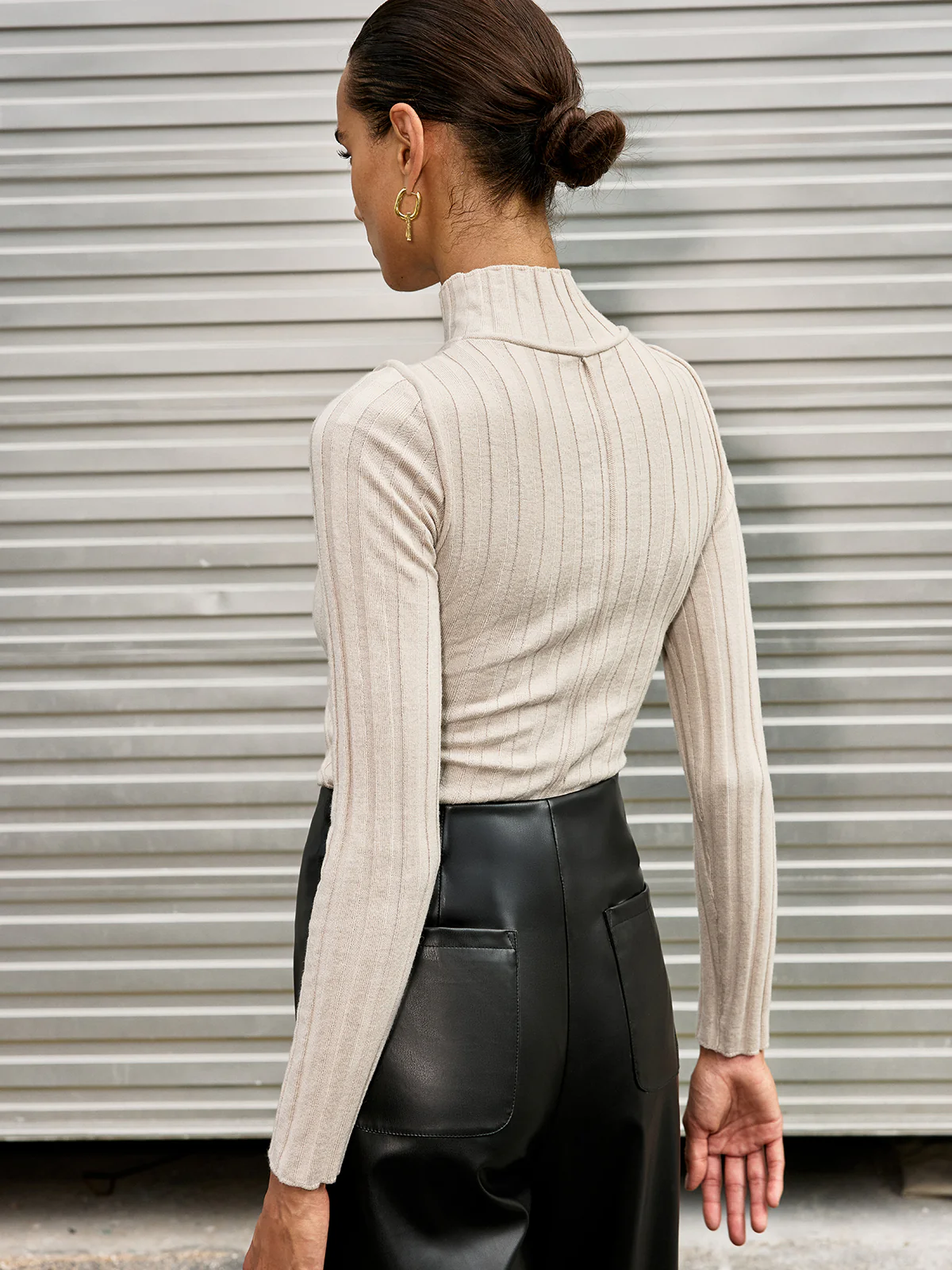 Mock Neck Seamed Sweater - Wholesalesil