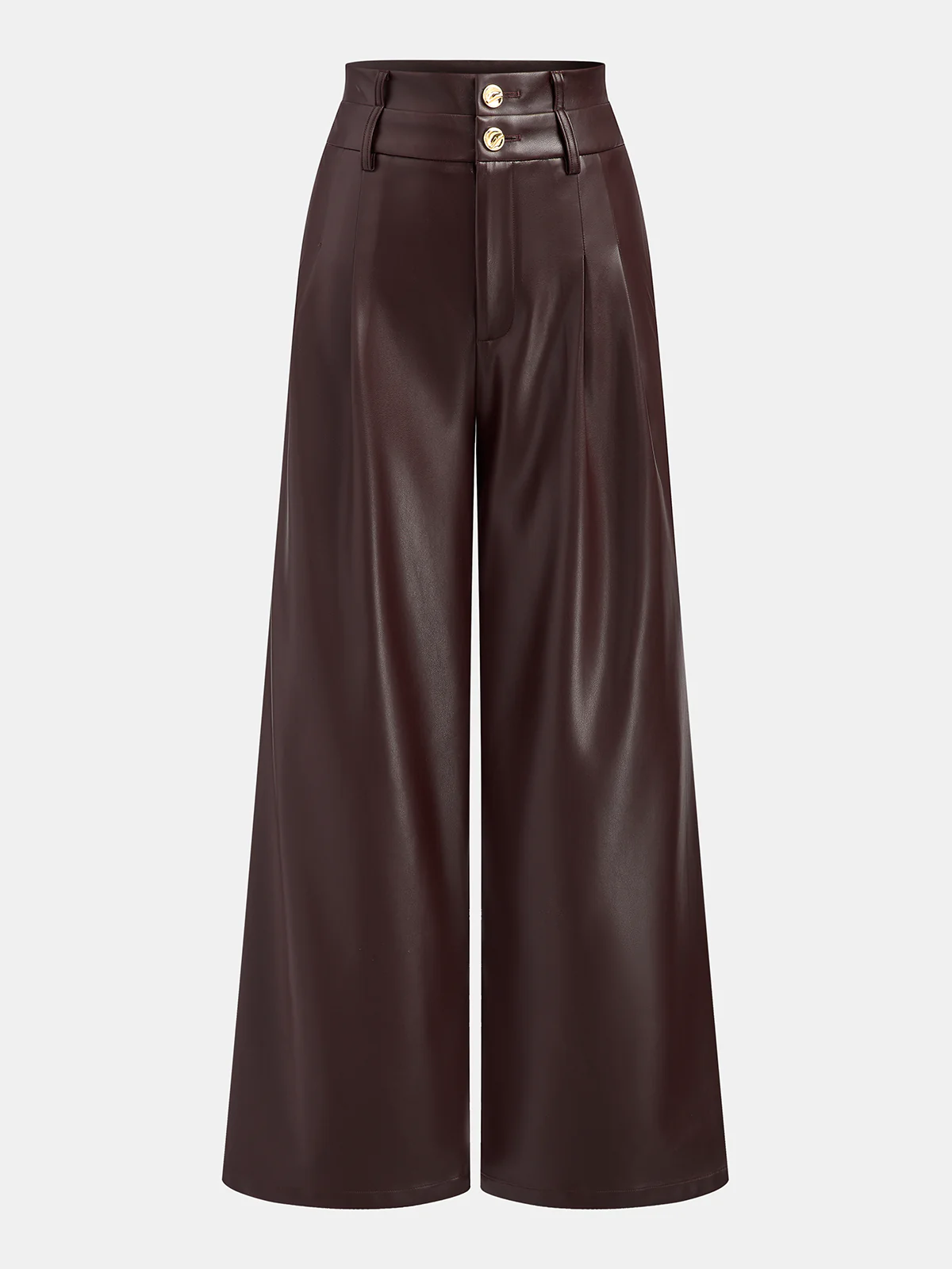 Double Waistband Faux Leather Pants - Wholesalesil