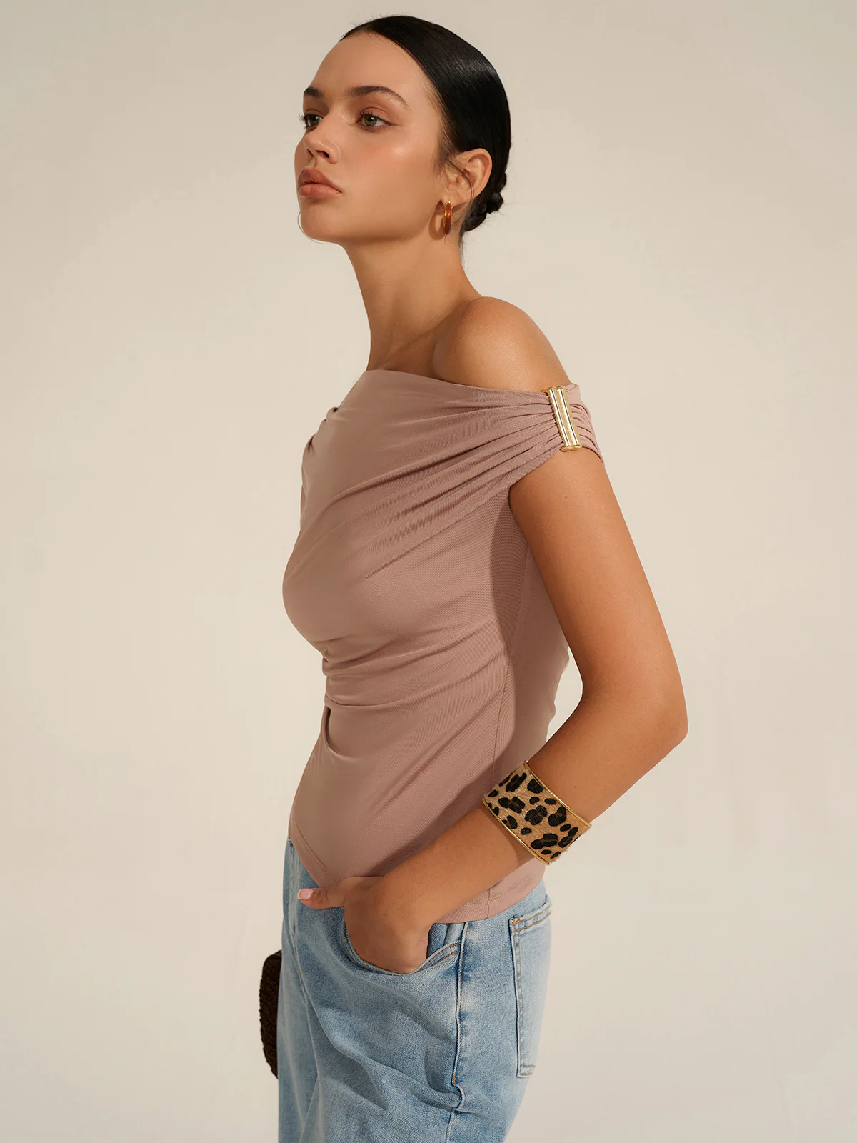 Ruched One-Shoulder Top - Wholesalesil