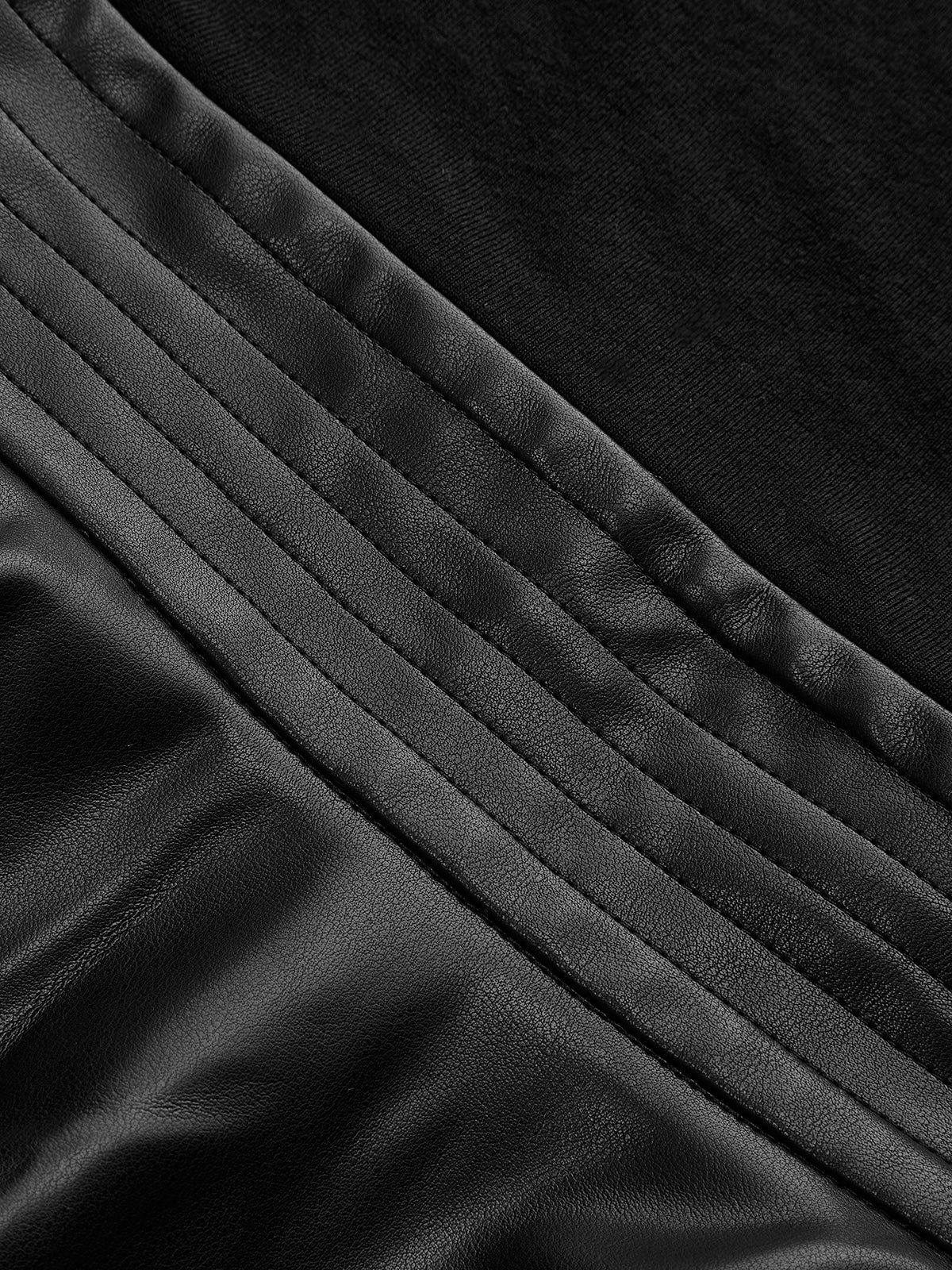 Faux Leather Peplum Long-Sleeve Top - Wholesalesil