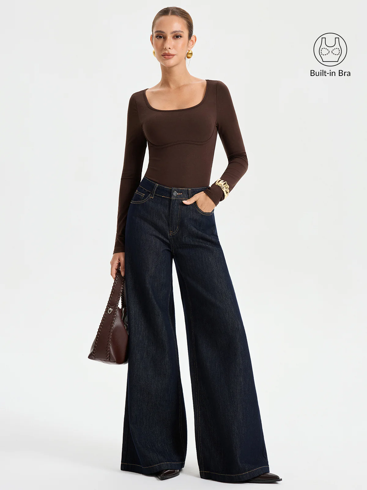 Bra-free Square Neck Bodysuit - Wholesalesil