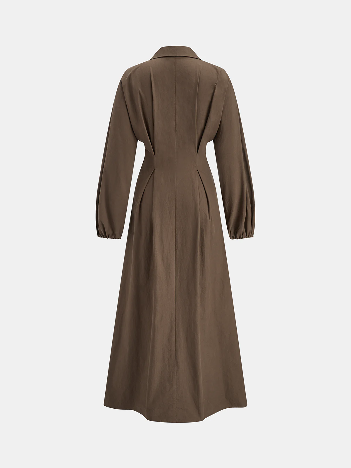 Long Sleeve Button Front Cotton Shirt Dress - Wholesalesil