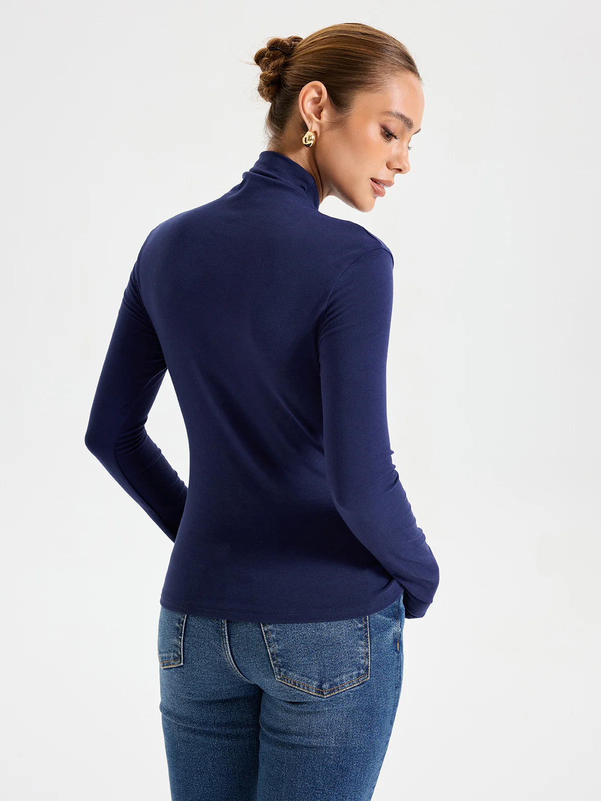 Slim Fit Soft Touch Long Sleeve T-shirt with Metal Pin - Wholesalesil