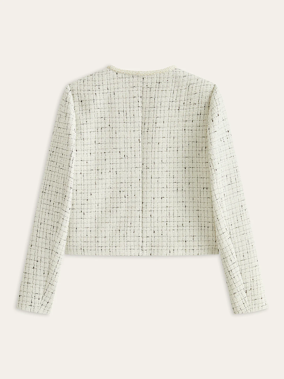 Metal Detail Knot Button Tweed Jacket - Wholesalesil