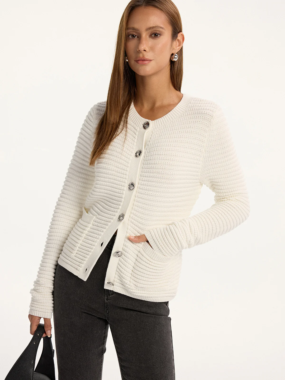 Wool Blend Button Pocket Knit Cardigan - Wholesalesil