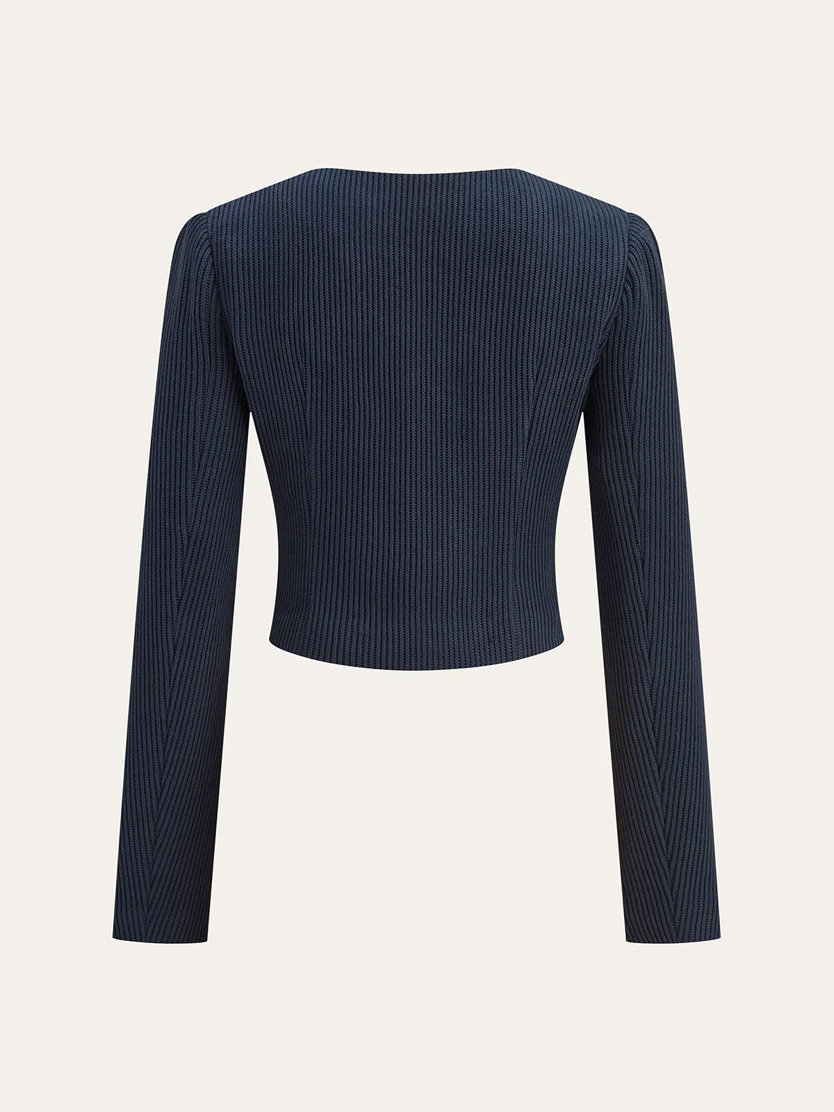 Ribbed Crew Neck Metal Button Blouse - Wholesalesil