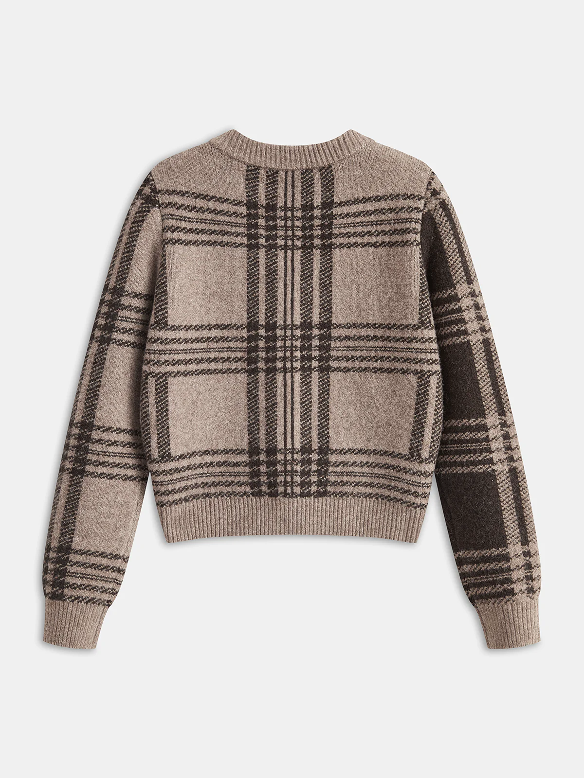 Plaid Wool-Blend Button Cardigan - Wholesalesil