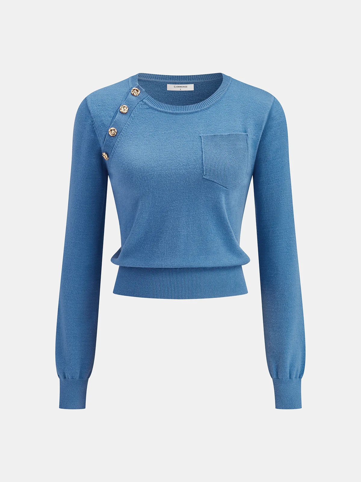 Asymmetrical Metal Button Knit Top - Wholesalesil