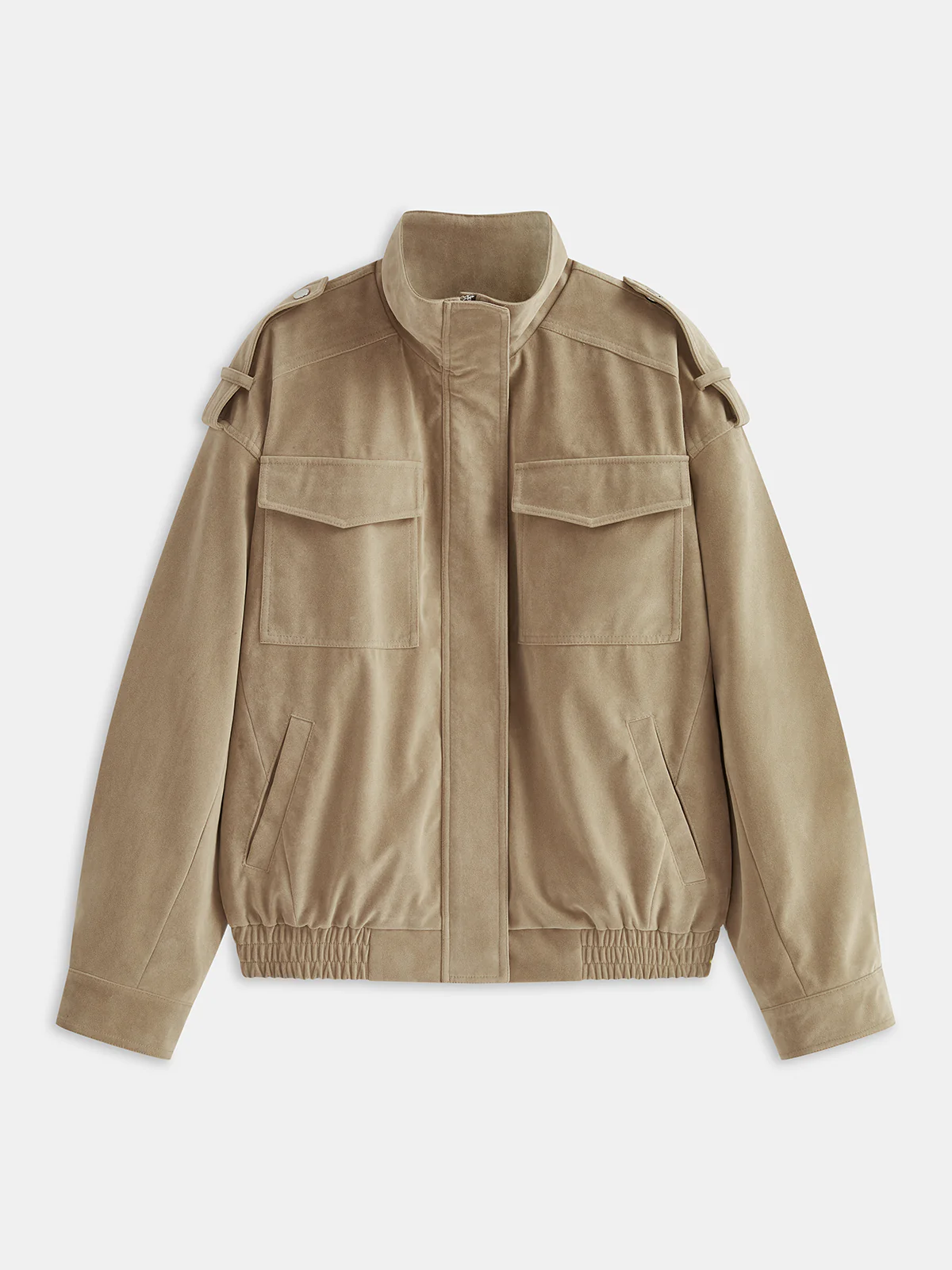 Oversized Suede Effect Utility Jacket - Wholesalesil