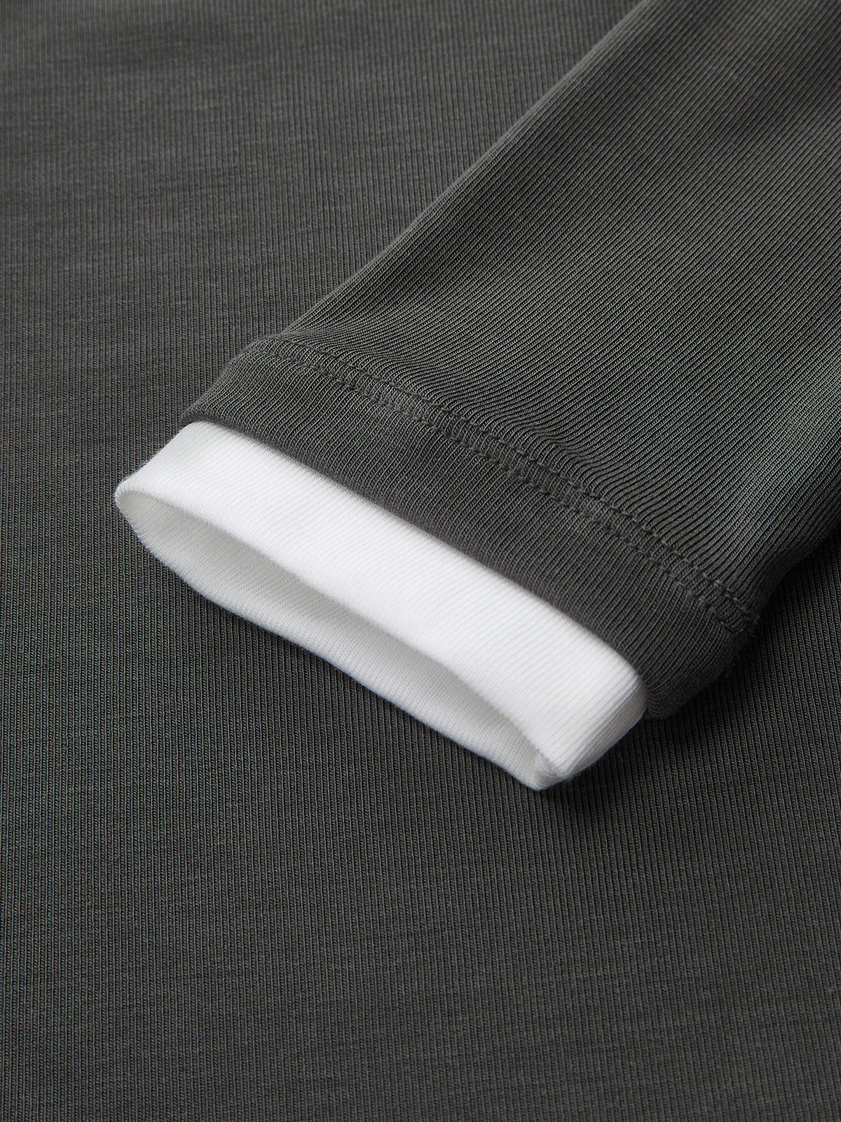 Contrast Collar Fitted Long-Sleeve Top - Wholesalesil