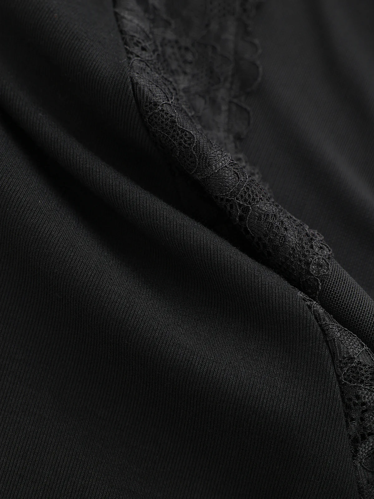 Semi-Sheer Mesh Lace Panel Long-Sleeve Bodysuit - Wholesalesil