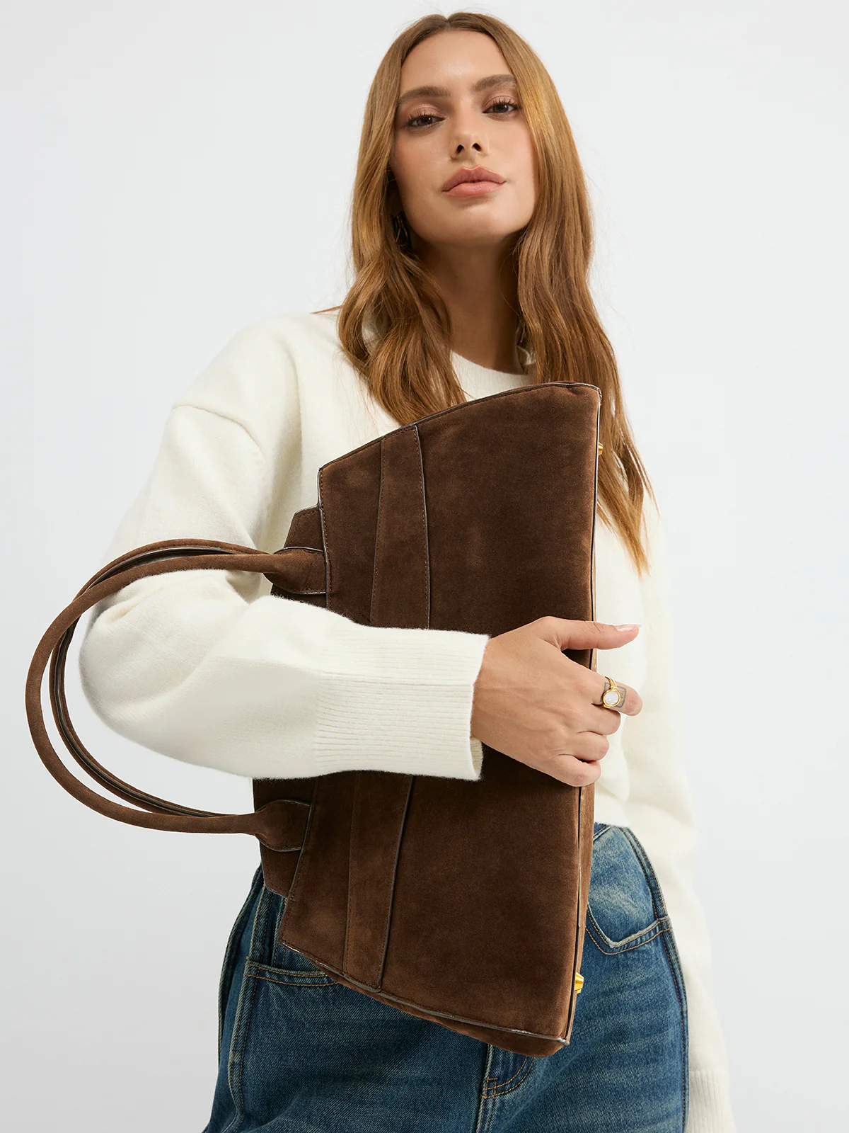 Suede Top-Handle Tote Bag - Wholesalesil