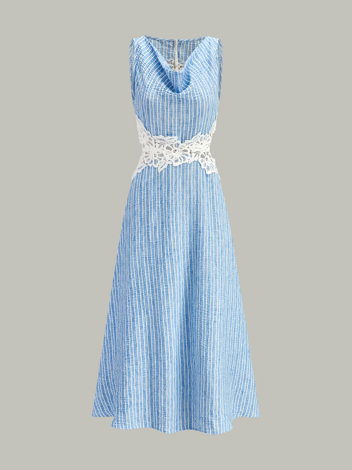 Striped Backless Dress with Lace Detail - Wholesalesil
