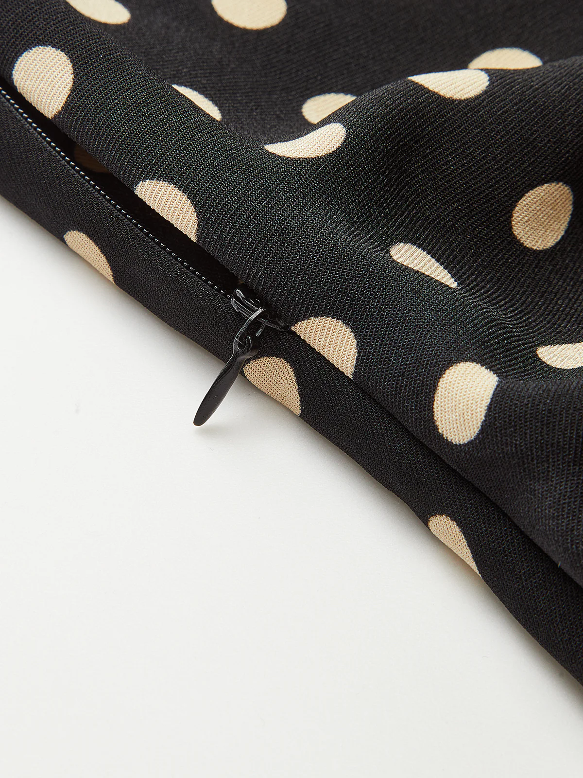 Polka Dot Shirt Collar Belted Long Sleeve Dress - Wholesalesil