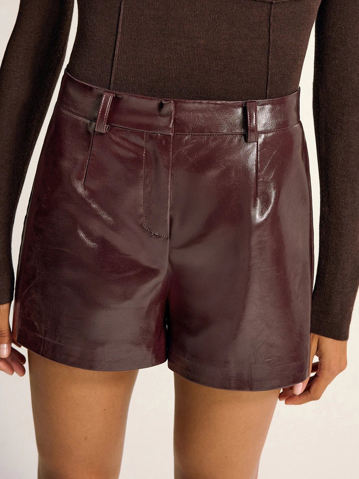 PU Leather Shorts without Belt - Wholesalesil