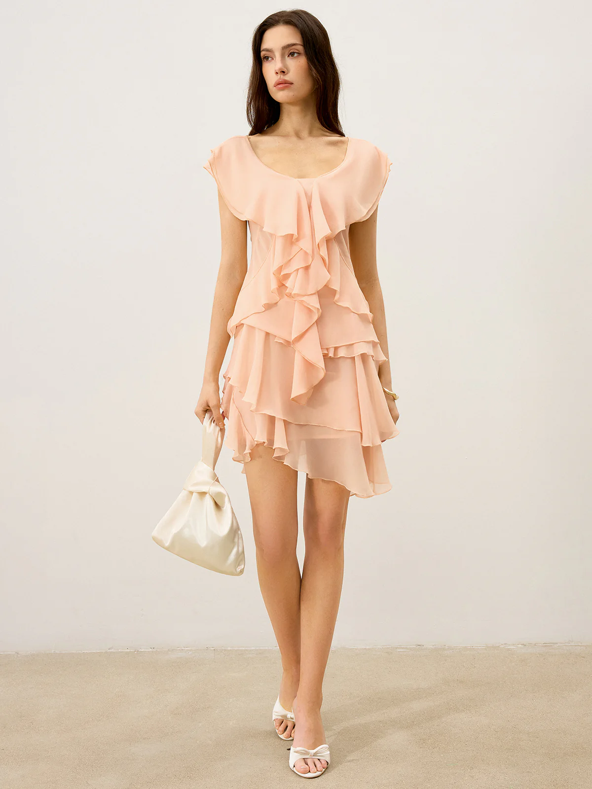 Semi-Sheer Ruffled Chiffon Blouse - Wholesalesil