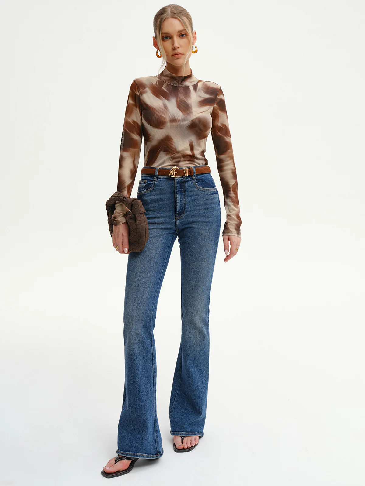 Abstract Print Mesh Long Sleeve T-Shirt - Wholesalesil