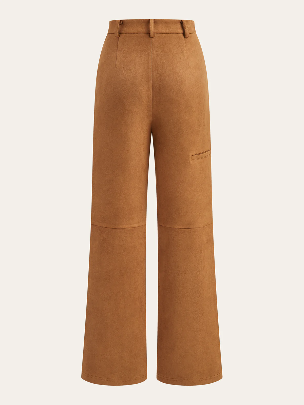 Suede Effect Mid-Waist Paneled Pants - Wholesalesil
