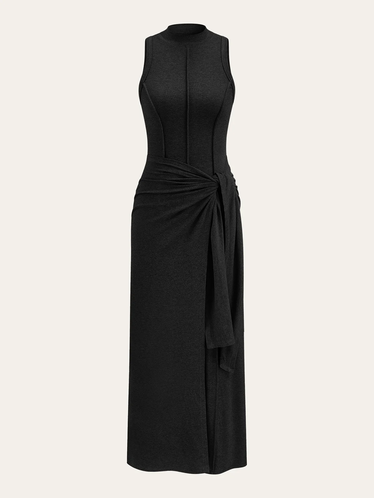 Sleeveless Mock Neck Midi Dress - Wholesalesil