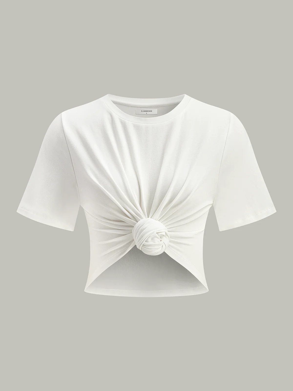 Cropped Knot-Front T-Shirt - Wholesalesil