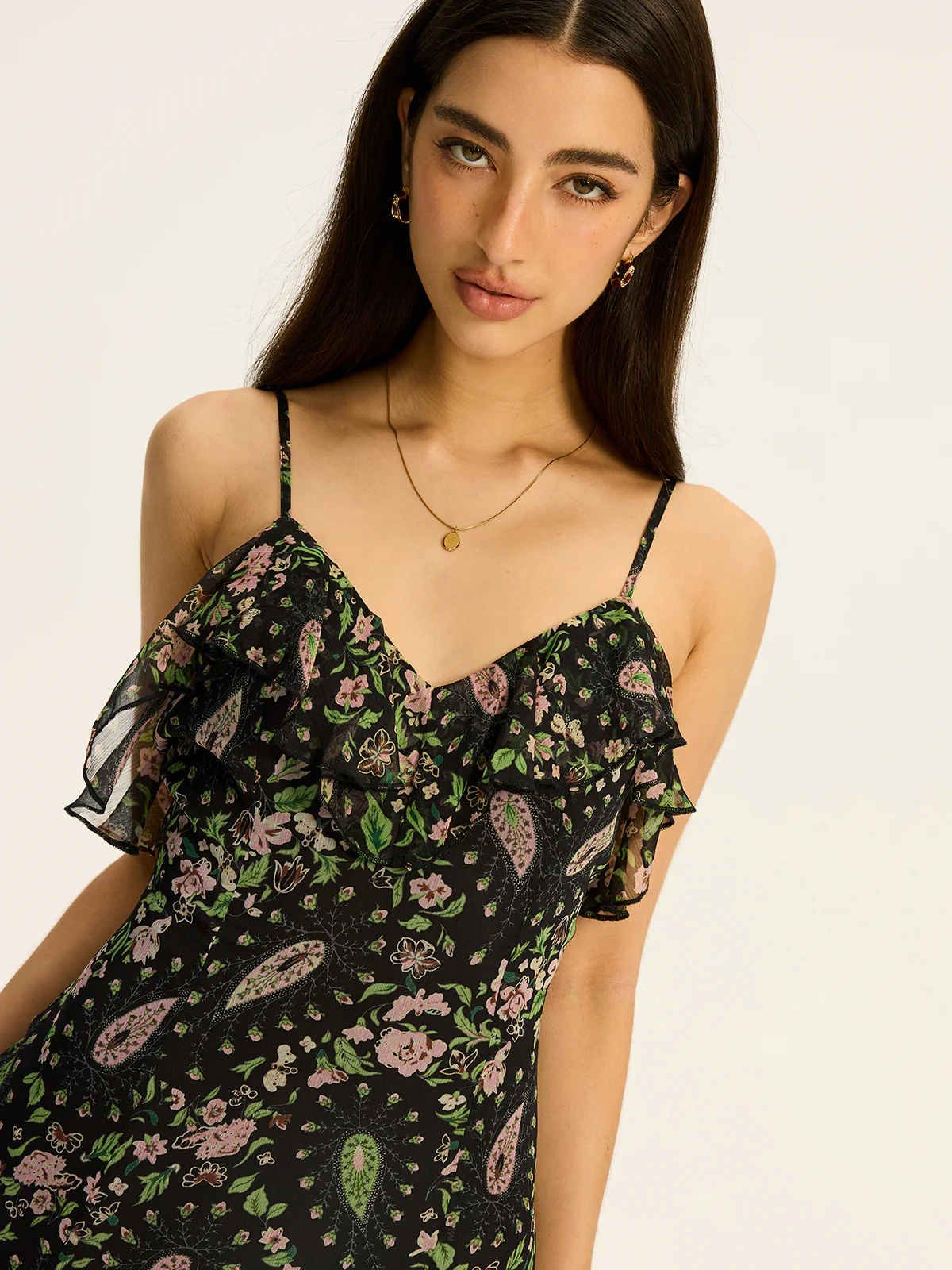 Floral Printed Chiffon Maxi Dress - Wholesalesil