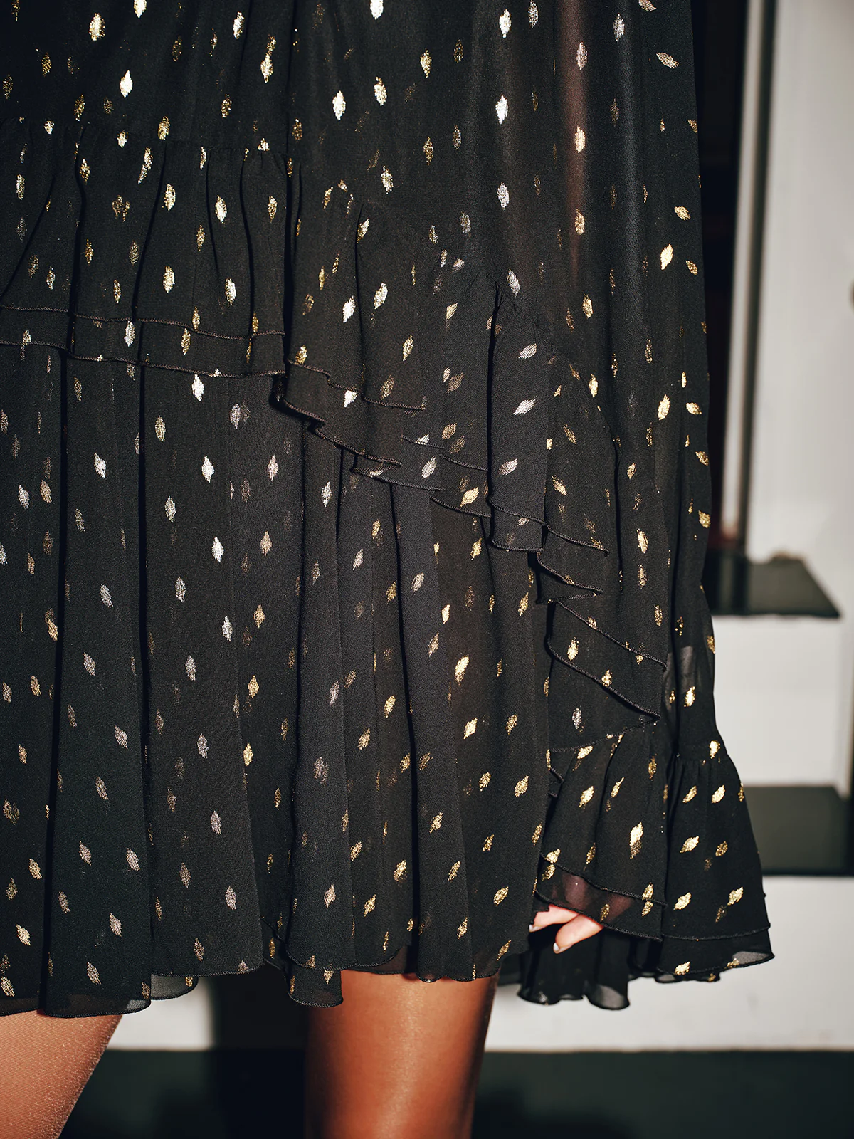 Foil Spot Print Cami Dress with Matching Cape - Wholesalesil