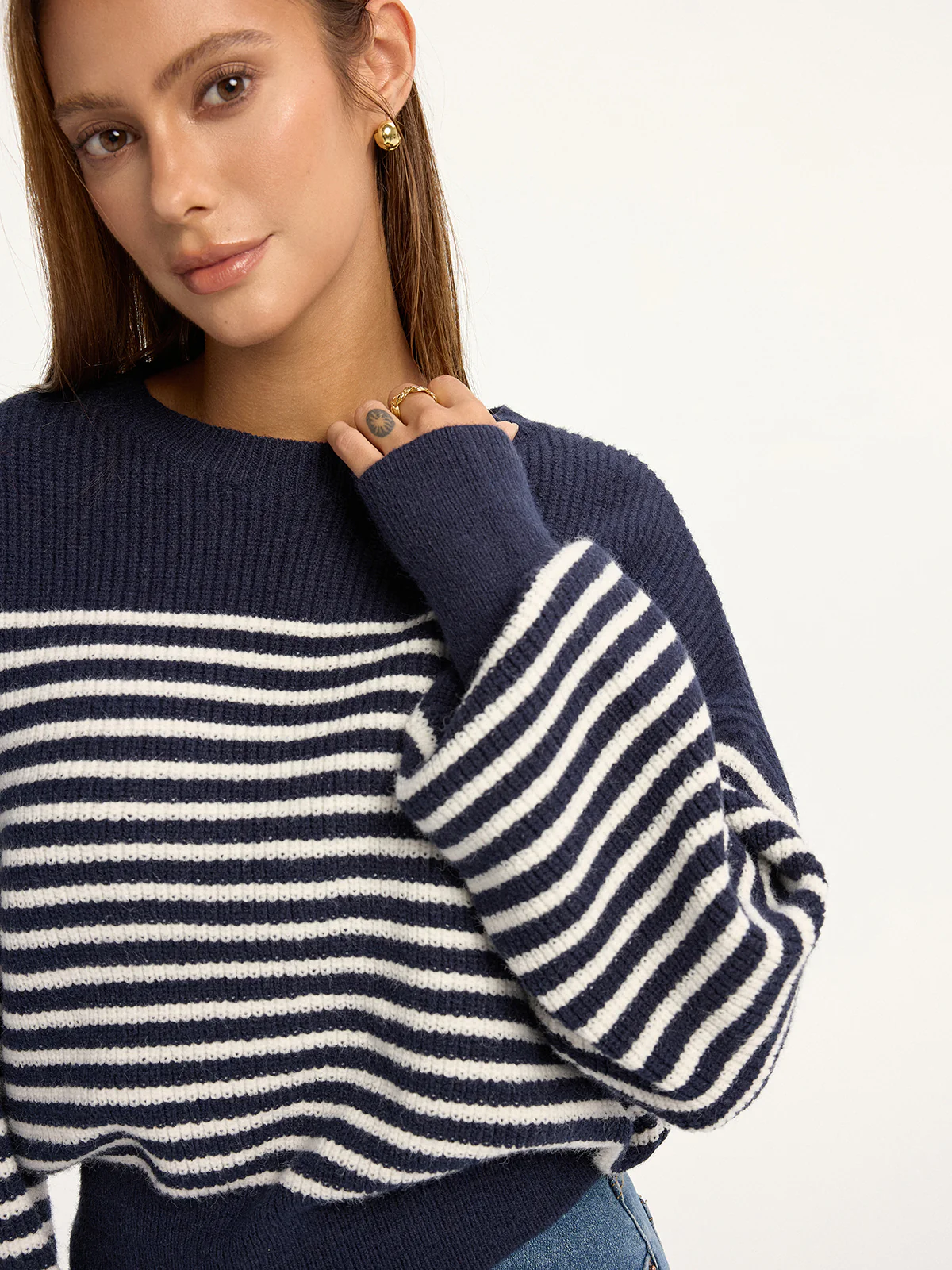 Stripped Ribbed Sweater - Wholesalesil