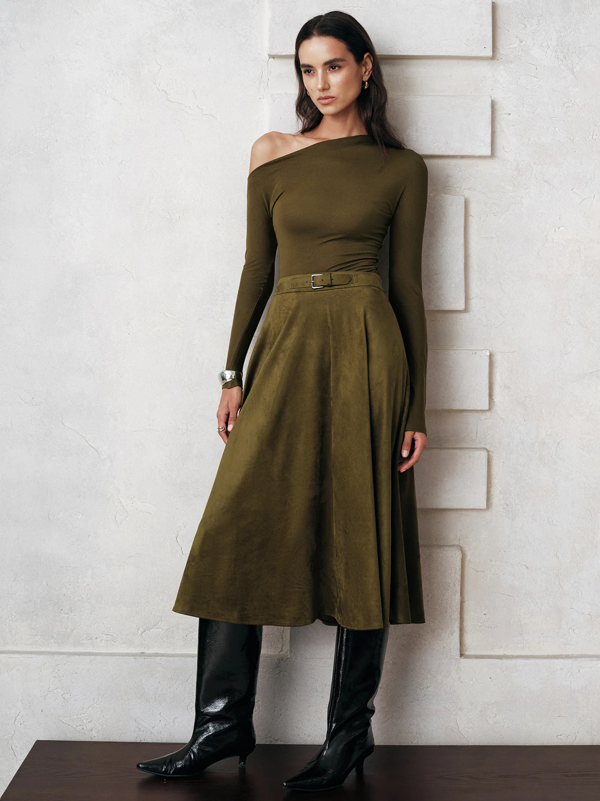 One-Shoulder Long Sleeve Blouse - Wholesalesil