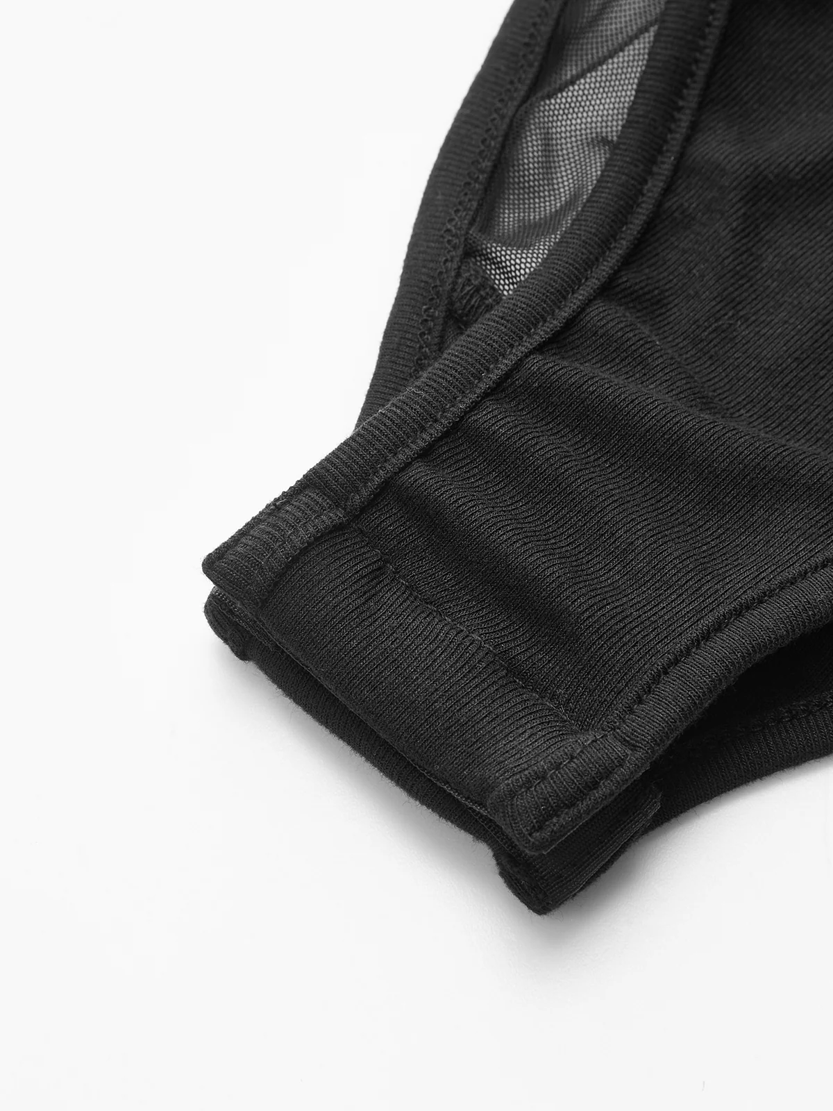 Sheer Mesh Panel Long Sleeve Bodysuit - Wholesalesil