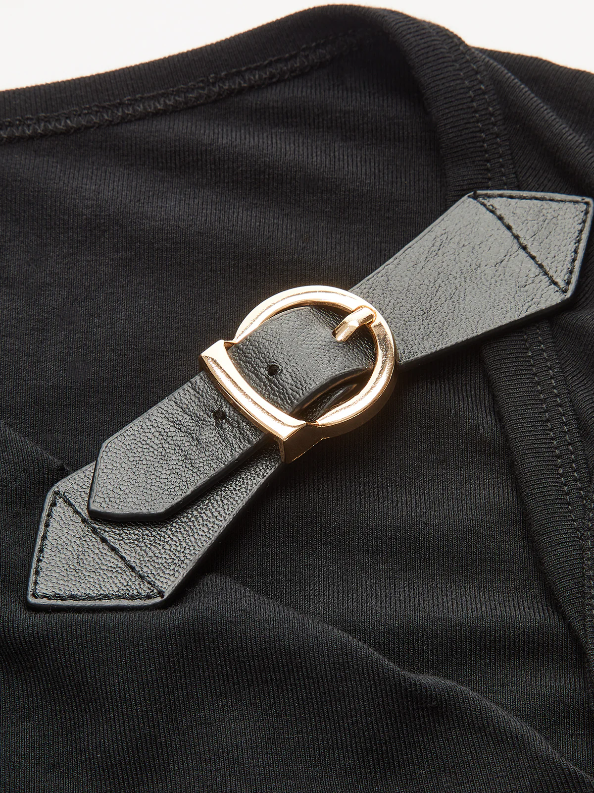 Asymmetric Ruched Top with Buckle Detail - Wholesalesil