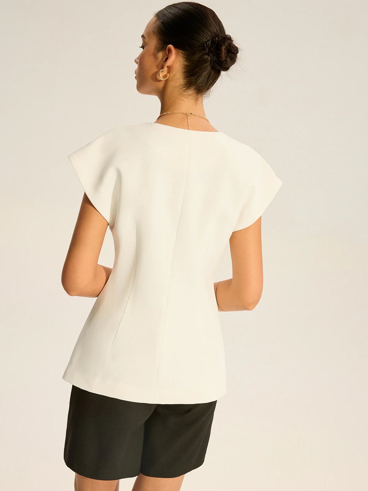 V-Neck Cap Sleeve Vest - Wholesalesil