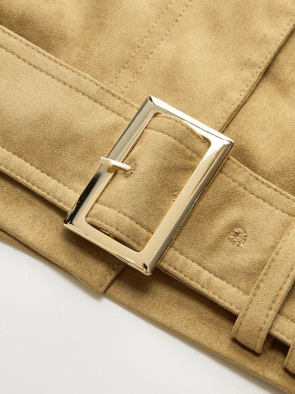 Belted Collared Suede Effect Jacket - Wholesalesil