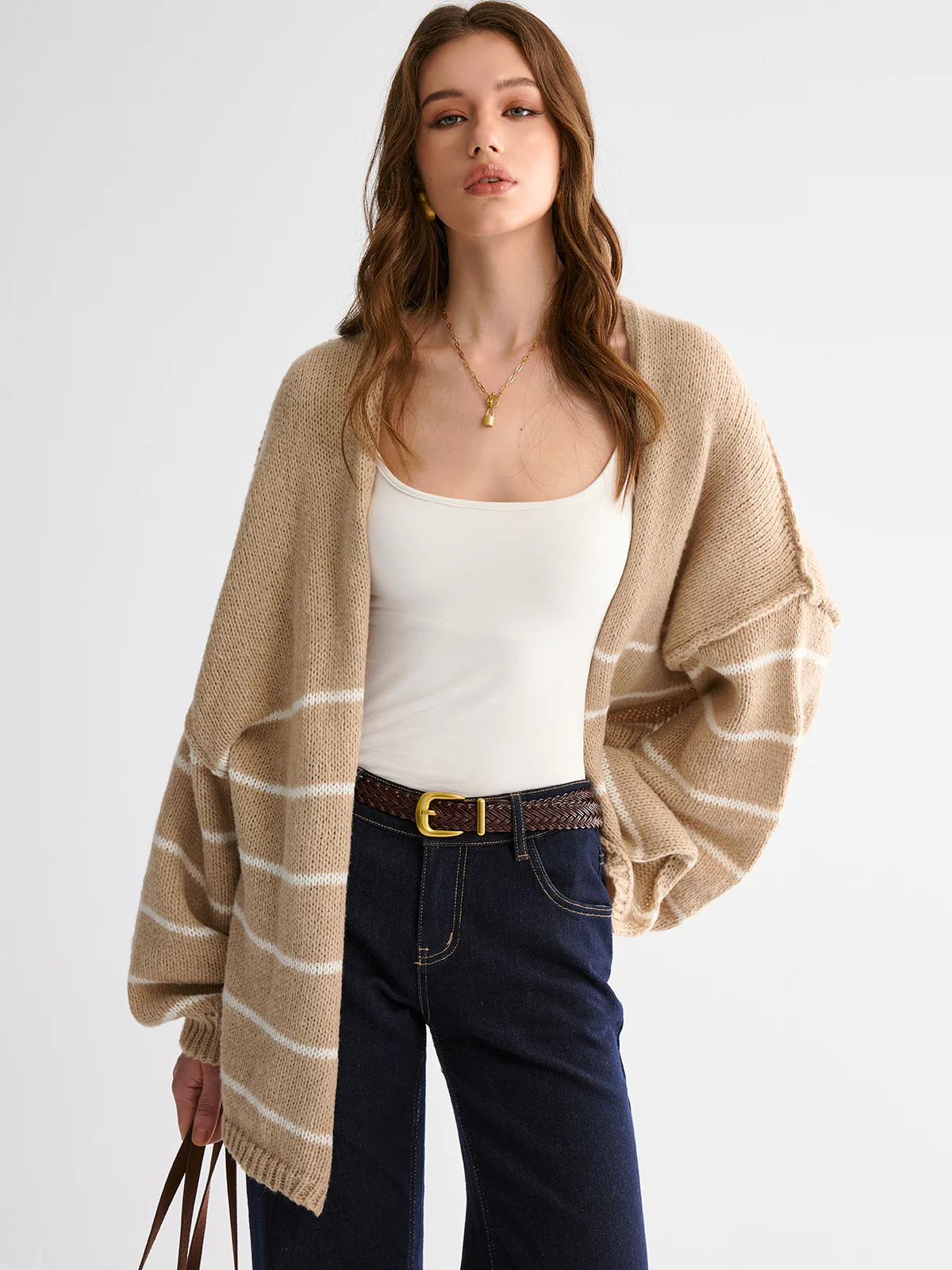 Brushed Striped Cardigan - Wholesalesil