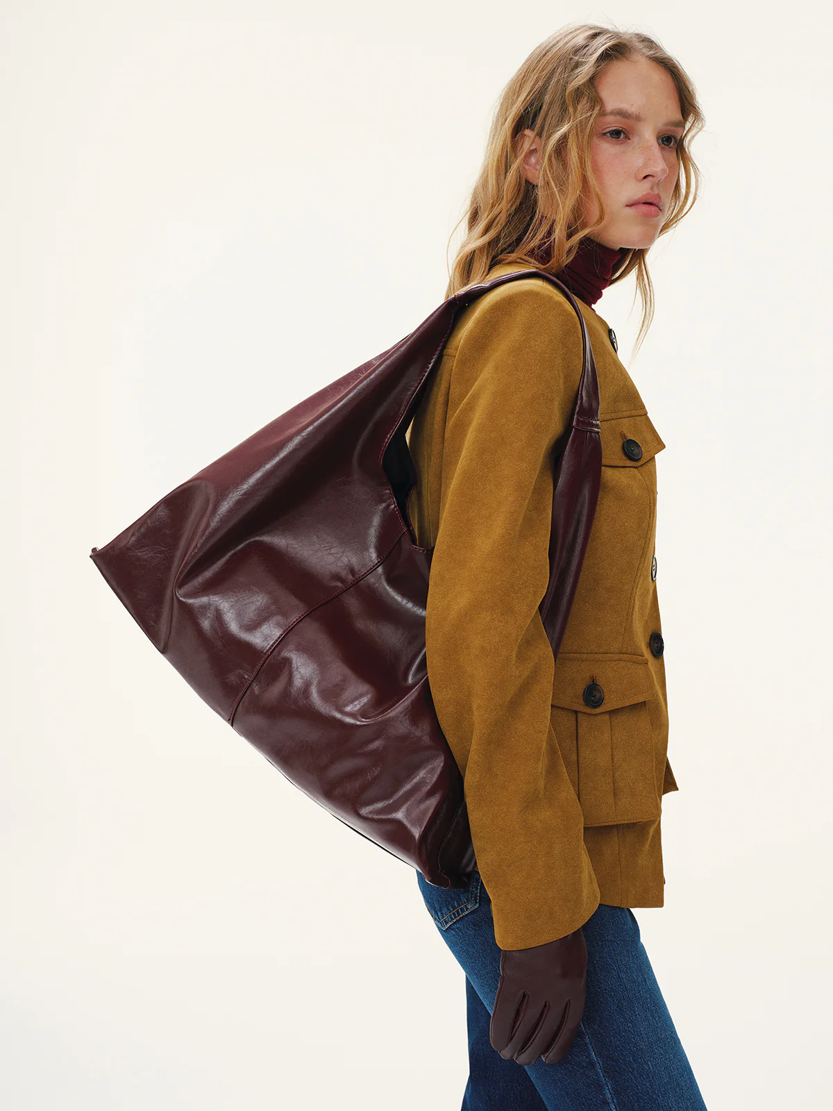 Oversized PU Leather Tote Bag - Wholesalesil