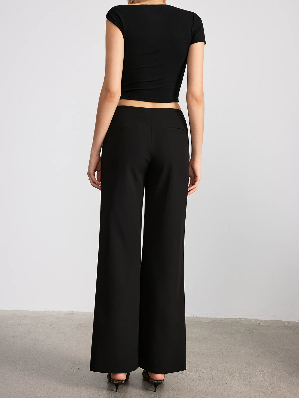Mid-Waist Straight-Leg Pants - Wholesalesil