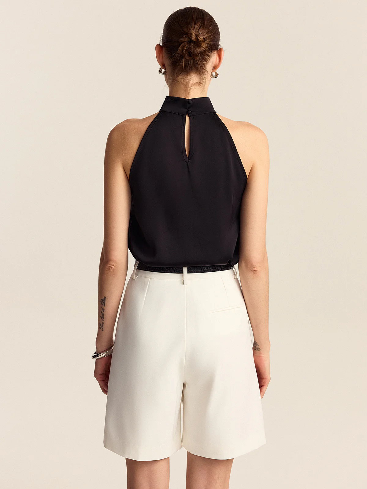 Belted Pleated Mid-Waisted Shorts - Wholesalesil