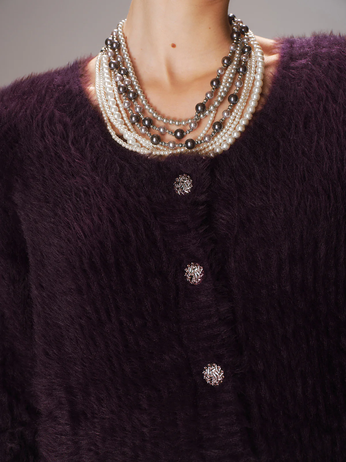 Button-Front Fuzzy Knit Cardigan - Wholesalesil