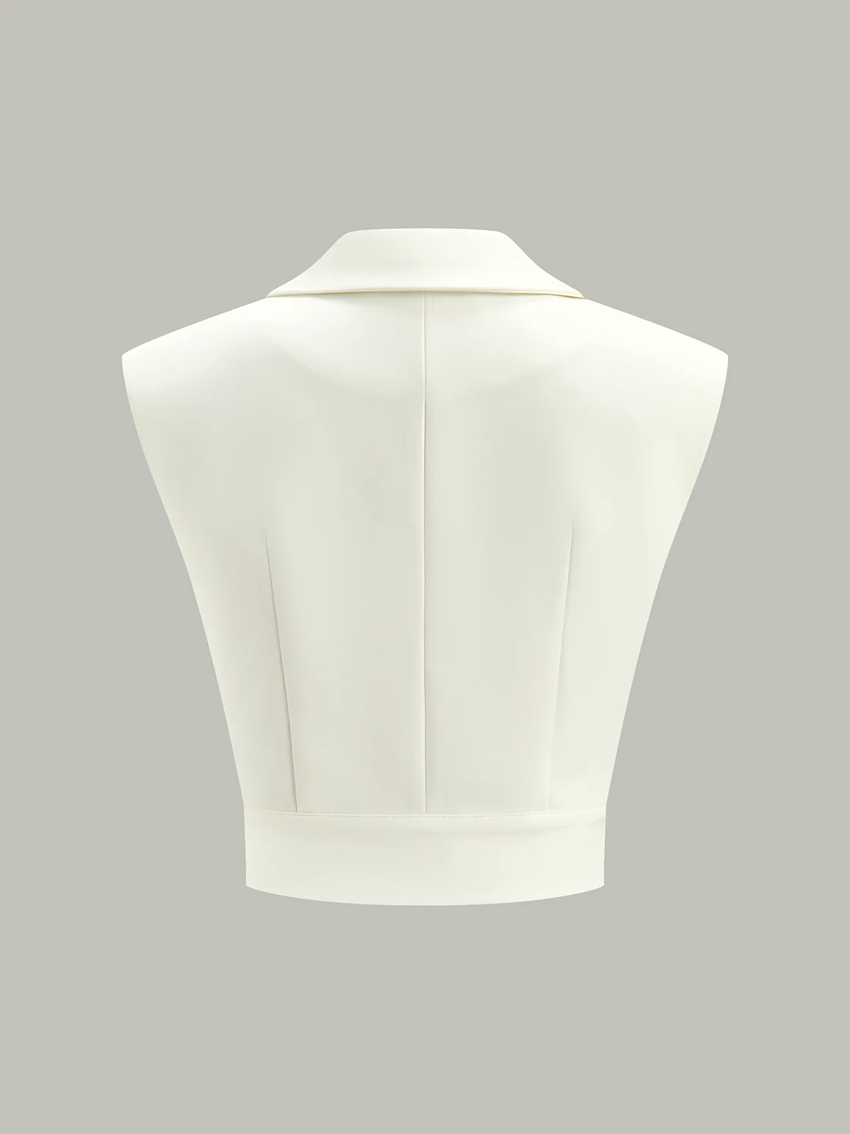 Cropped Wide-Shoulder Waist-Cinching Blazer Vest - Wholesalesil