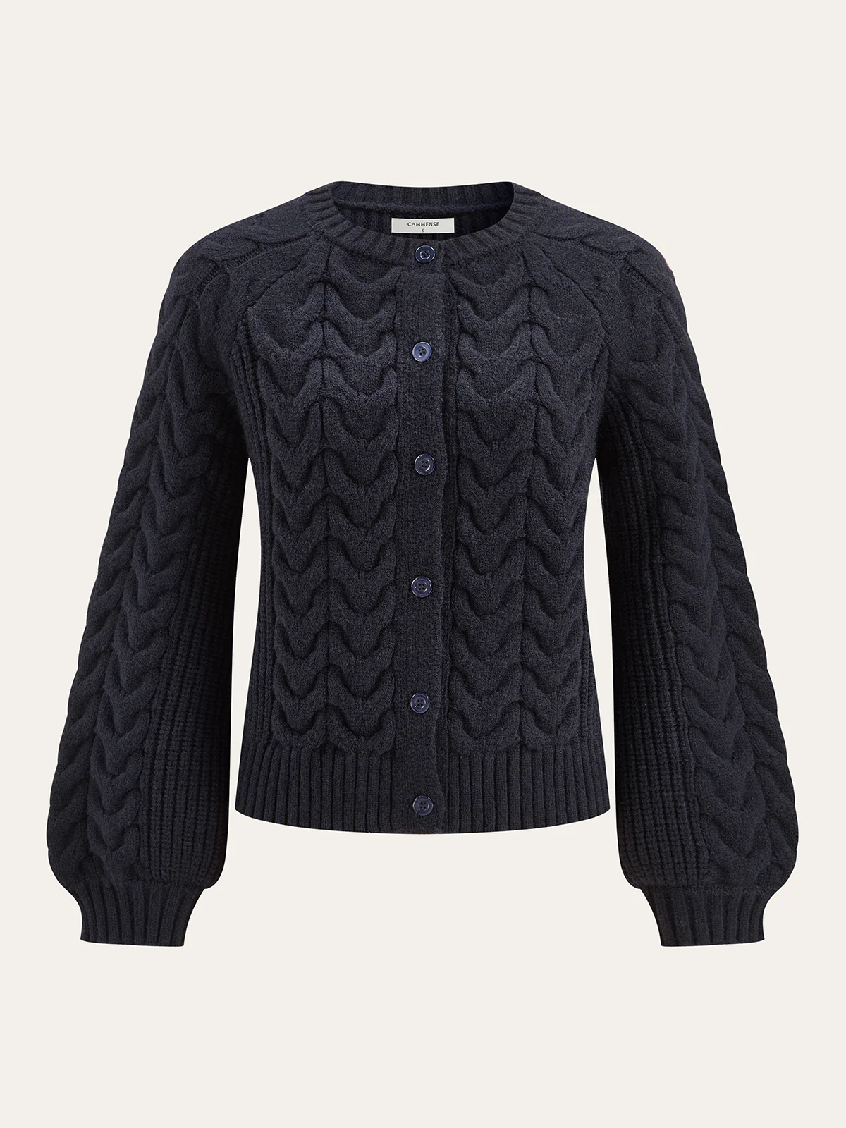 Cable Knit Balloon Sleeve Cardigan - Wholesalesil